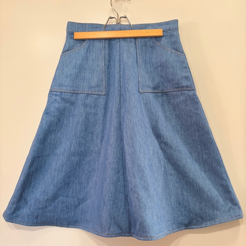 GIULIVA- Cotton/Linen Denim A-Line Skirt- Made in Italy 🇮🇹